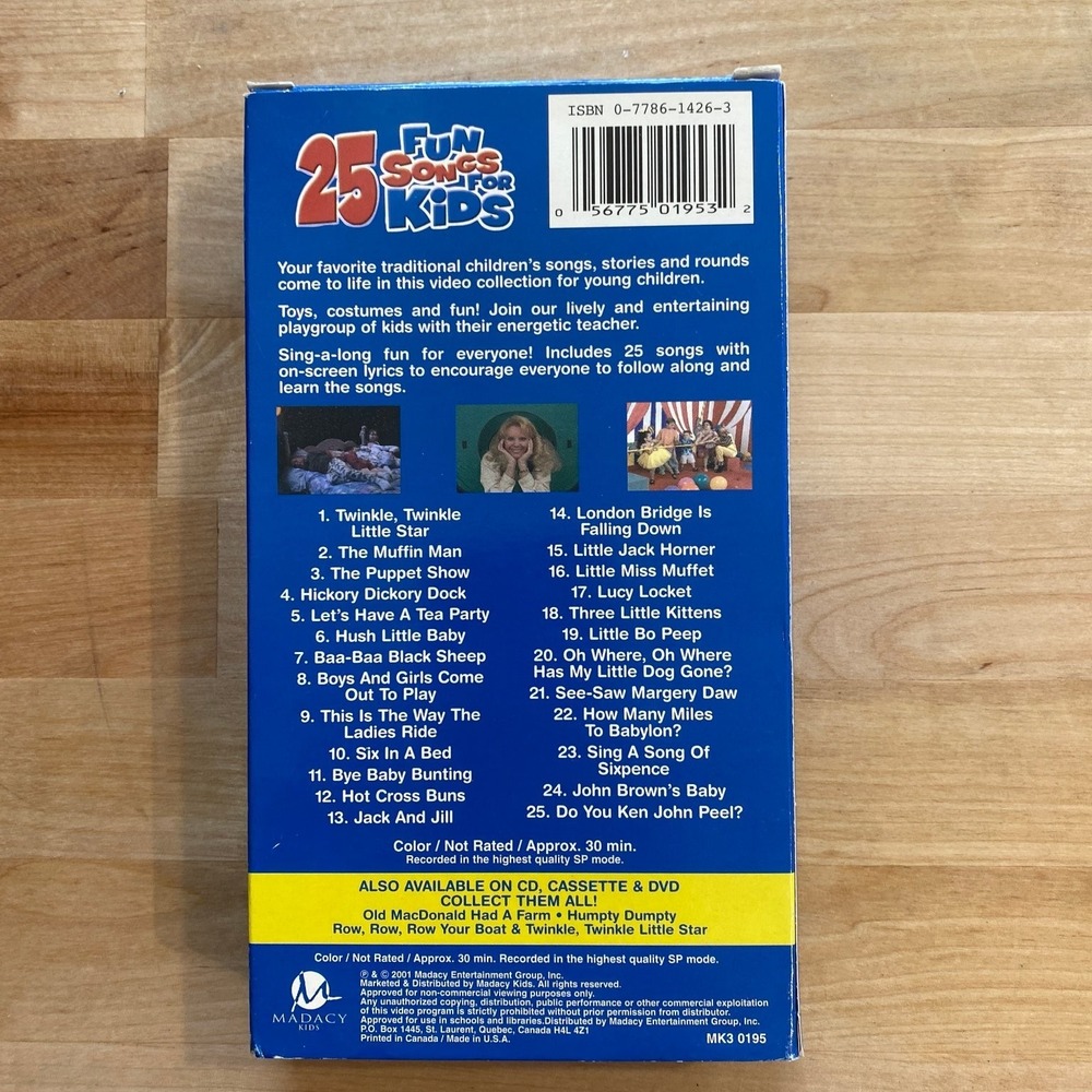 25 Fun Songs For Kids VHS 2001 Children's Sing-Along Madacy Kids‎ - Picture 2 of 4